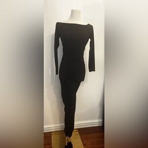 MISSEDGUIDED RUCHED MIDI DRESS  OFF THE SHOULDER